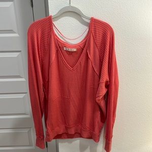 We the Free Coral Pink Tunic Long Sleeve Top
